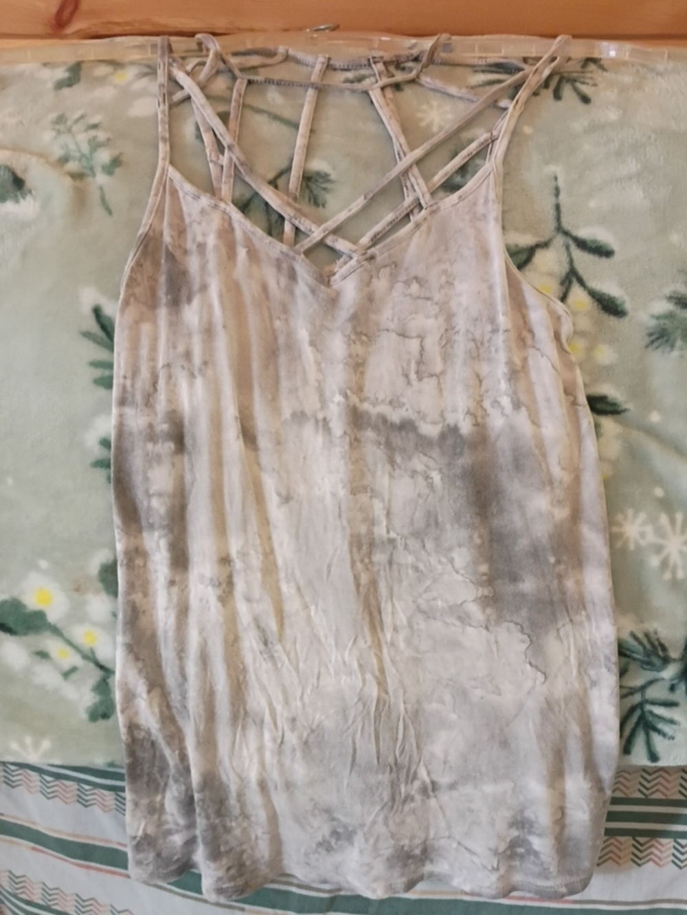 American Eagle Outfitters Gray Tie-Dye Crisscross Camisole